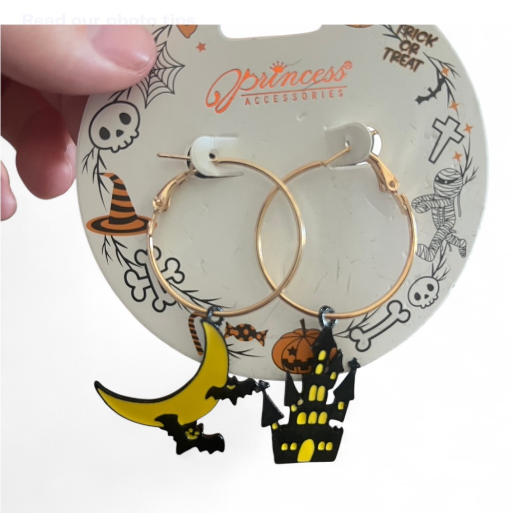Halloween Hoop Earrings - Gold and Black